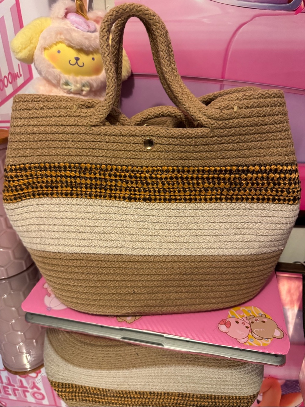 ropeTote Bag in Tan and Cream